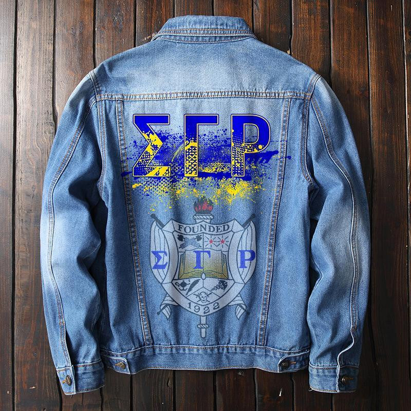 Sorority Jacket - Sigma Gamma Rho Denim Jacket Smear Style