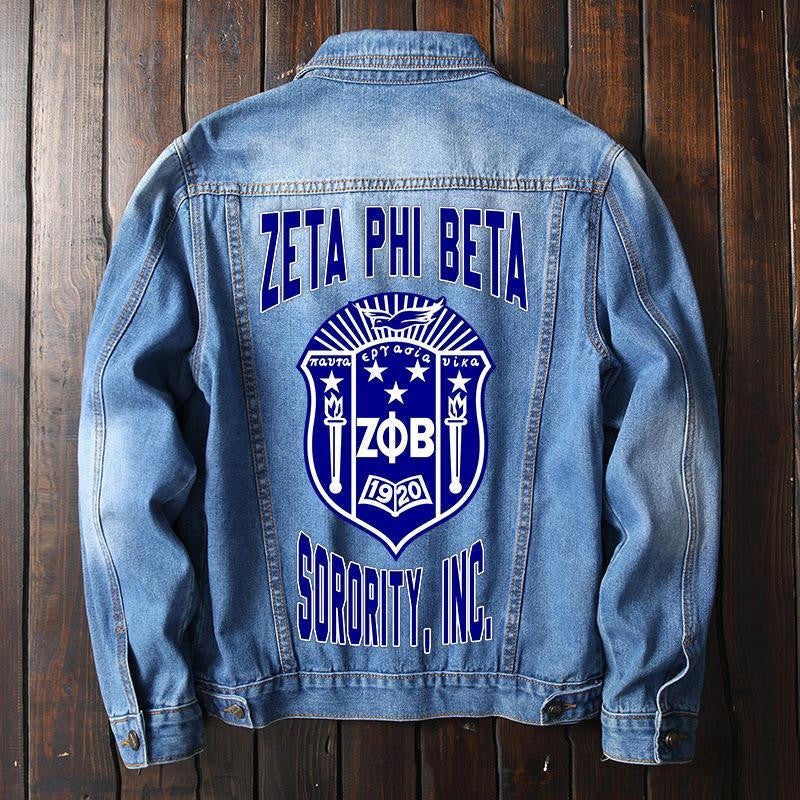 Sorority Jacket - Zeta Phi Beta Denim Jacket Shield