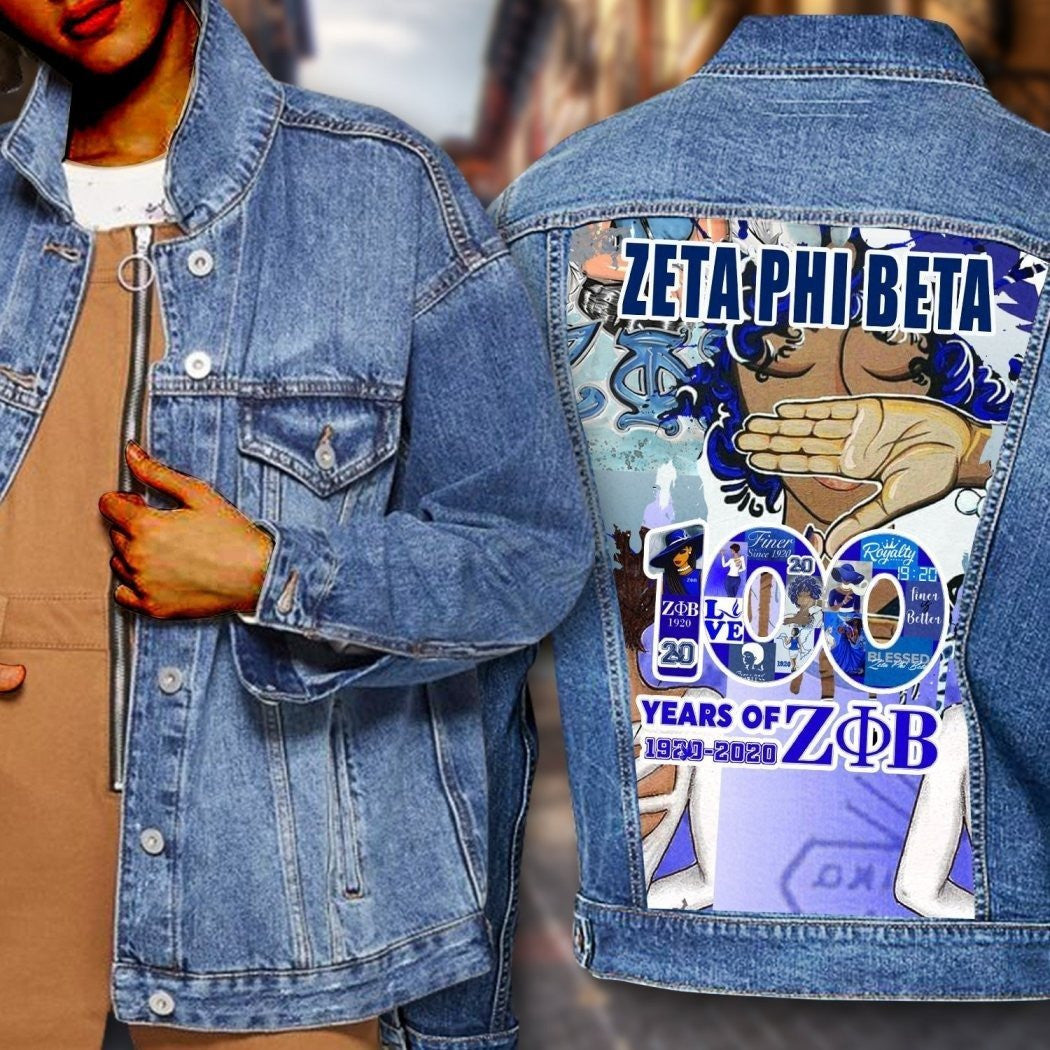 Sorority Jacket - 100 Years Zeta Phi Beta Denim Jacket