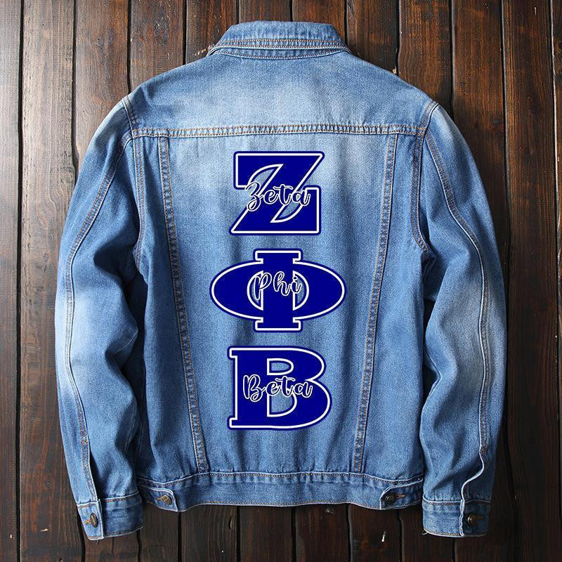 Sorority Jacket - Zeta Phi Beta Denim Jacket Alphabet