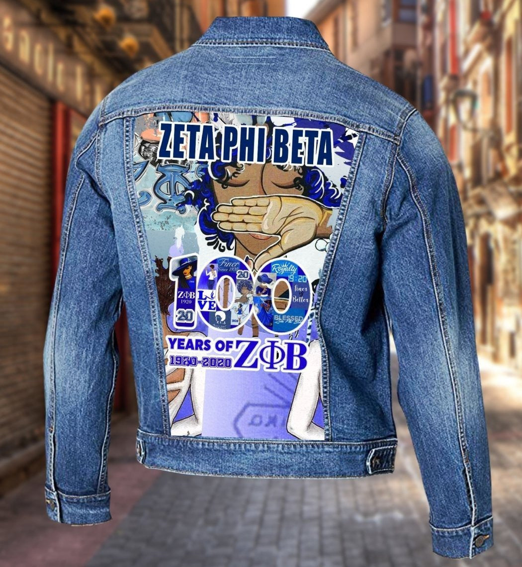 Sorority Jacket - 100 Years Zeta Phi Beta Denim Jacket