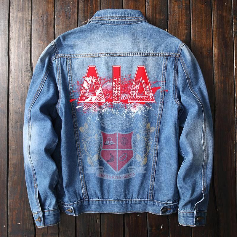 Sorority Jacket - Delta Iota Delta Denim Jacket Smear Style
