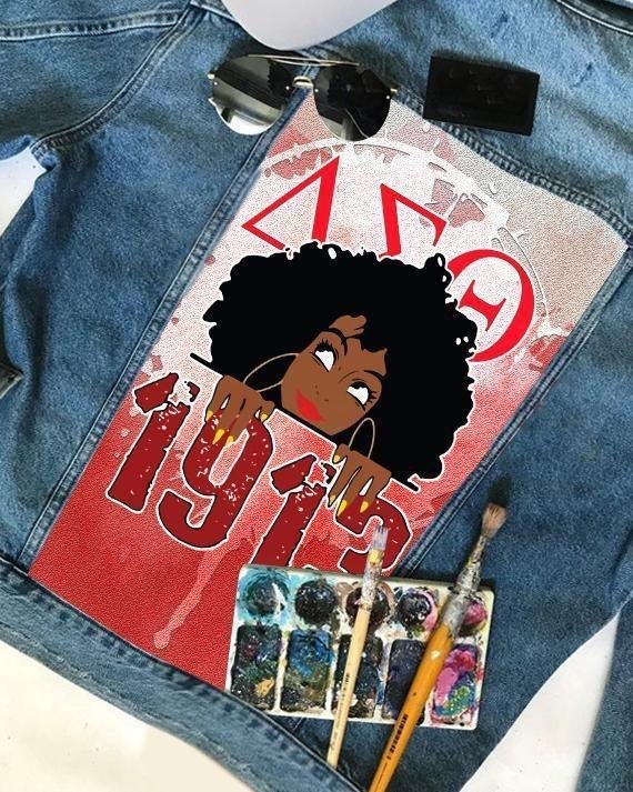 Sorority Jacket - Cute Girl Delta Sigma Theta Denim Jacket