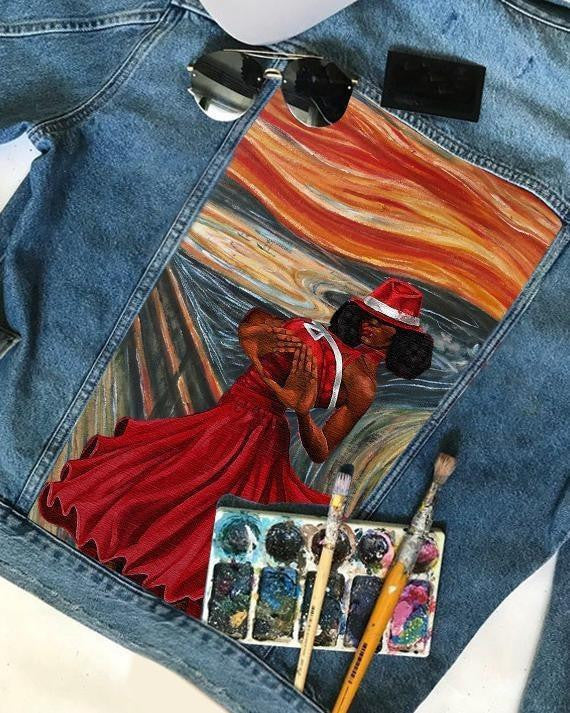 Sorority Jacket - Delta Sigma Theta Woman Hand Sign Denim Jacket