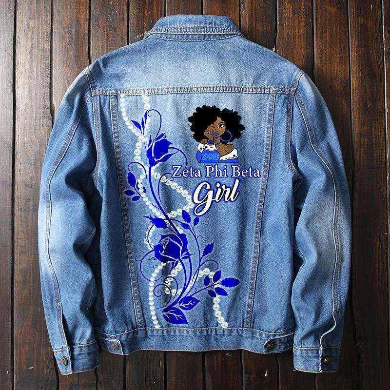 Sorority Jacket - Zeta Phi Beta Denim Jacket Silas Style