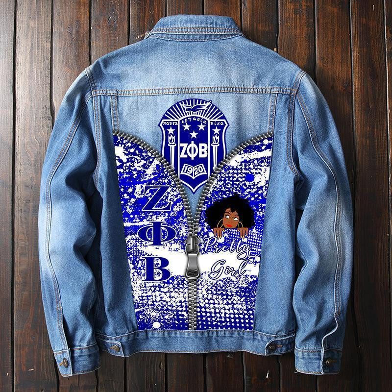 Sorority Jacket - Zeta Phi Beta Denim Jacket Gal Style