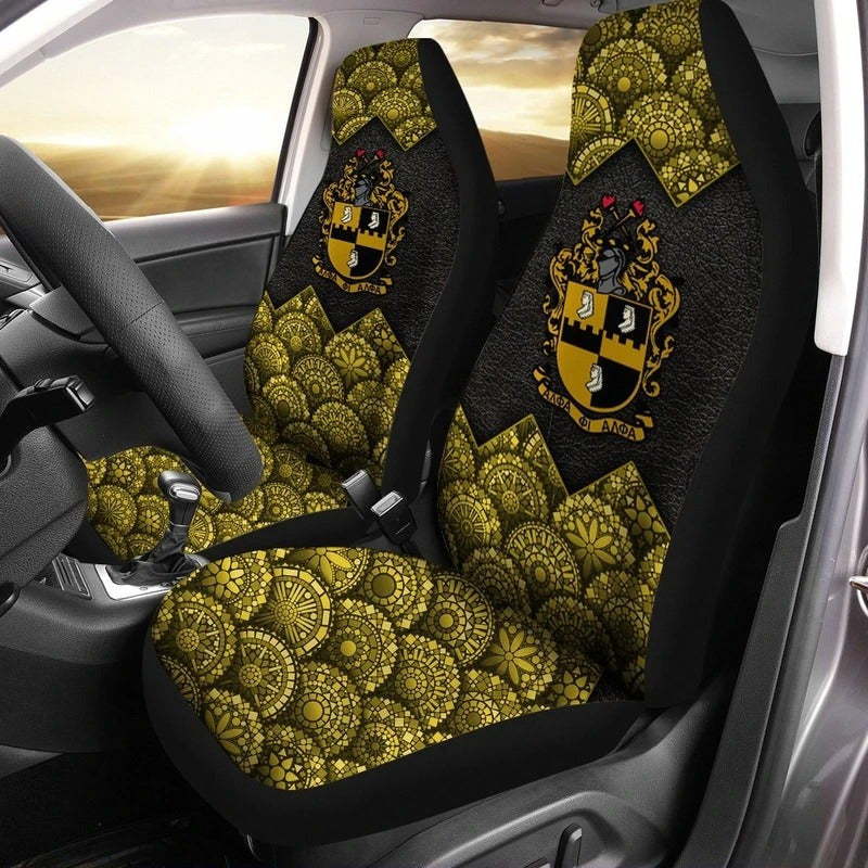 Fraternity Car Seat Cover - Floral Alpha Phi Alpha Car Seat Cover