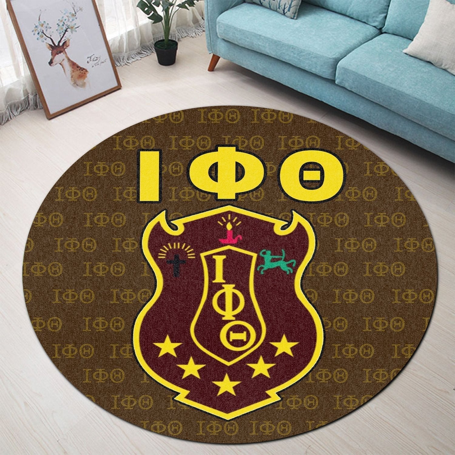 Fraternity Carpet - Iota Phi Theta Monogram Patterns Round Carpet