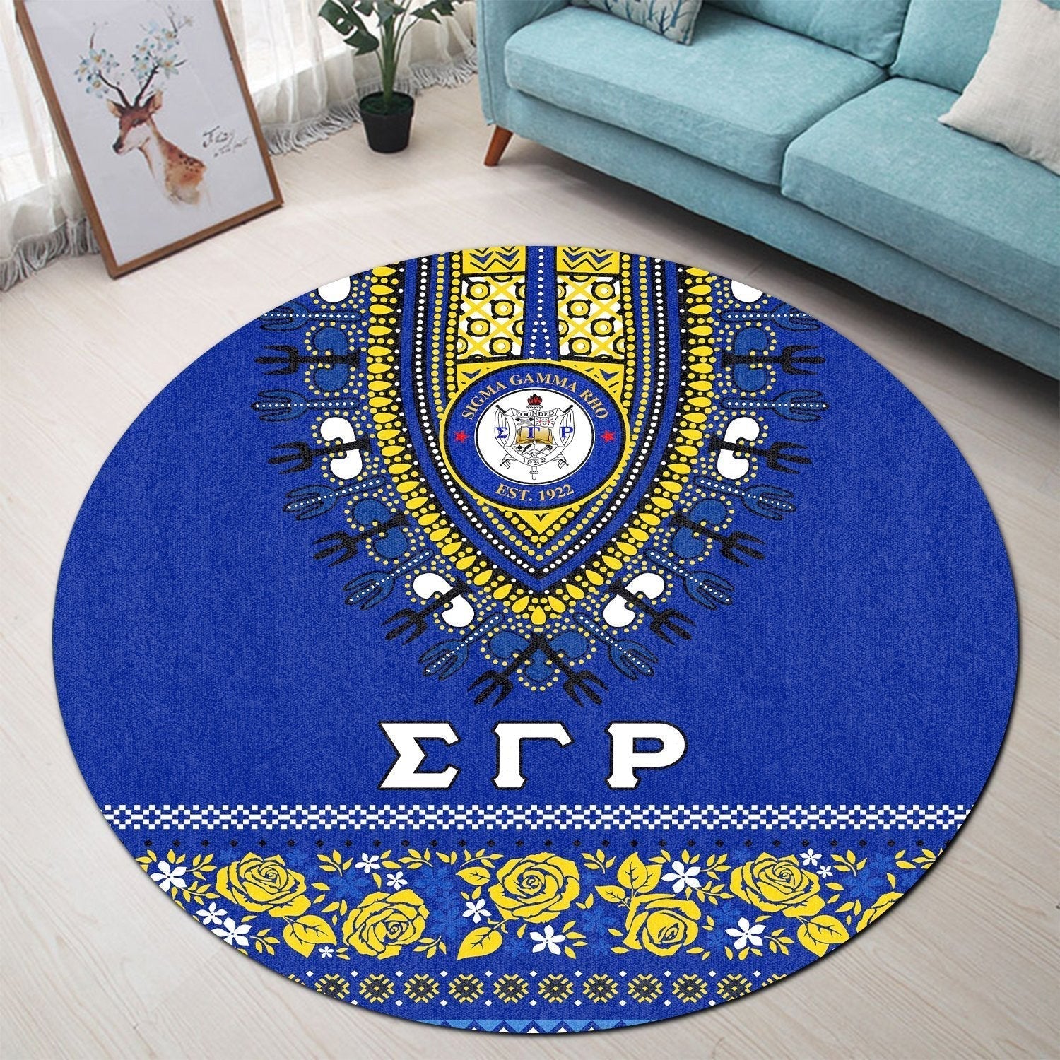 Sorority Carpet - Sigma Gamma Rho Round Carpet African Pattern