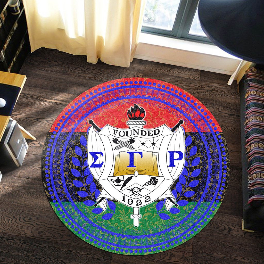 Sorority Carpet - Pan Africa Sigma Gamma Rho Sorority Round Carpet