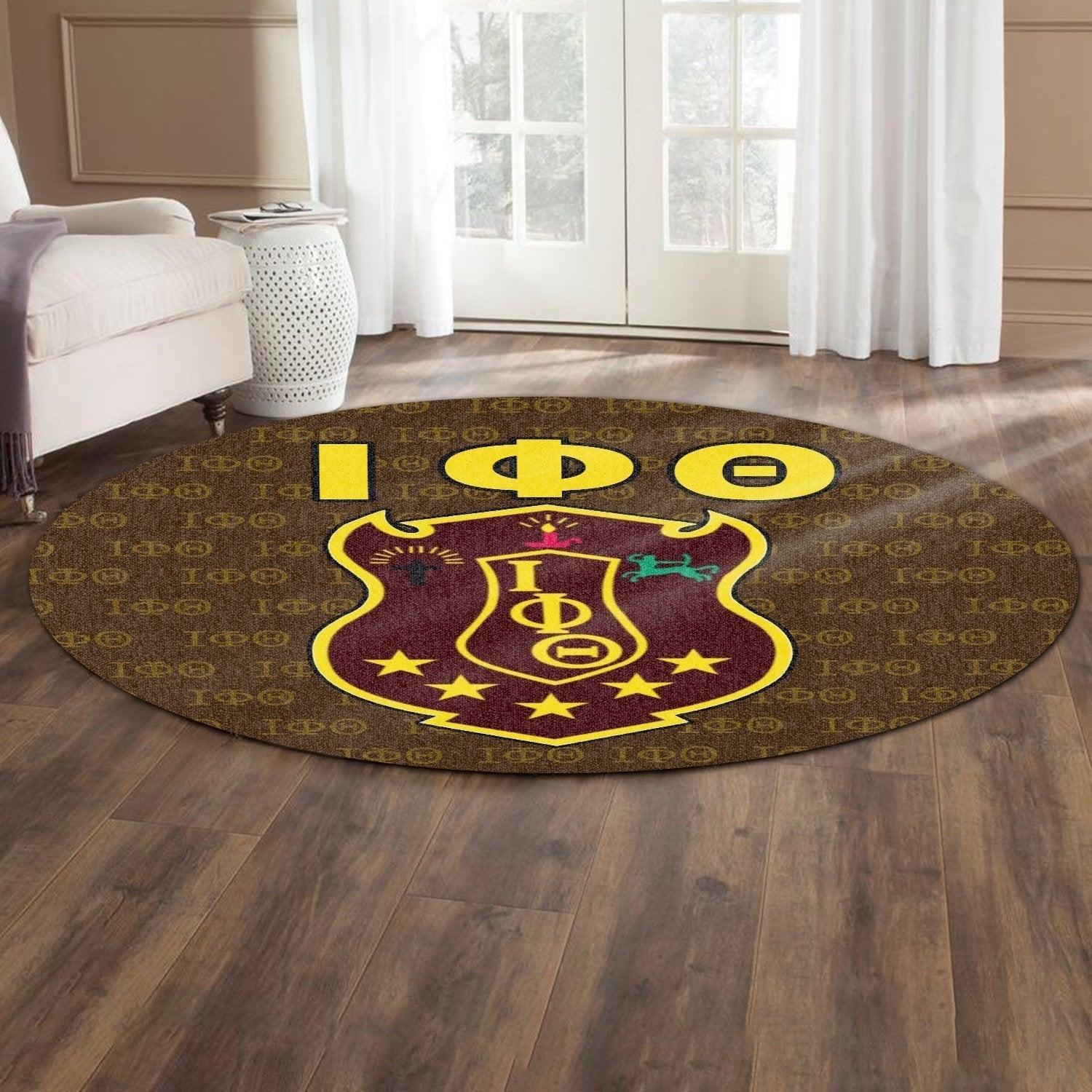 Fraternity Carpet - Iota Phi Theta Monogram Patterns Round Carpet