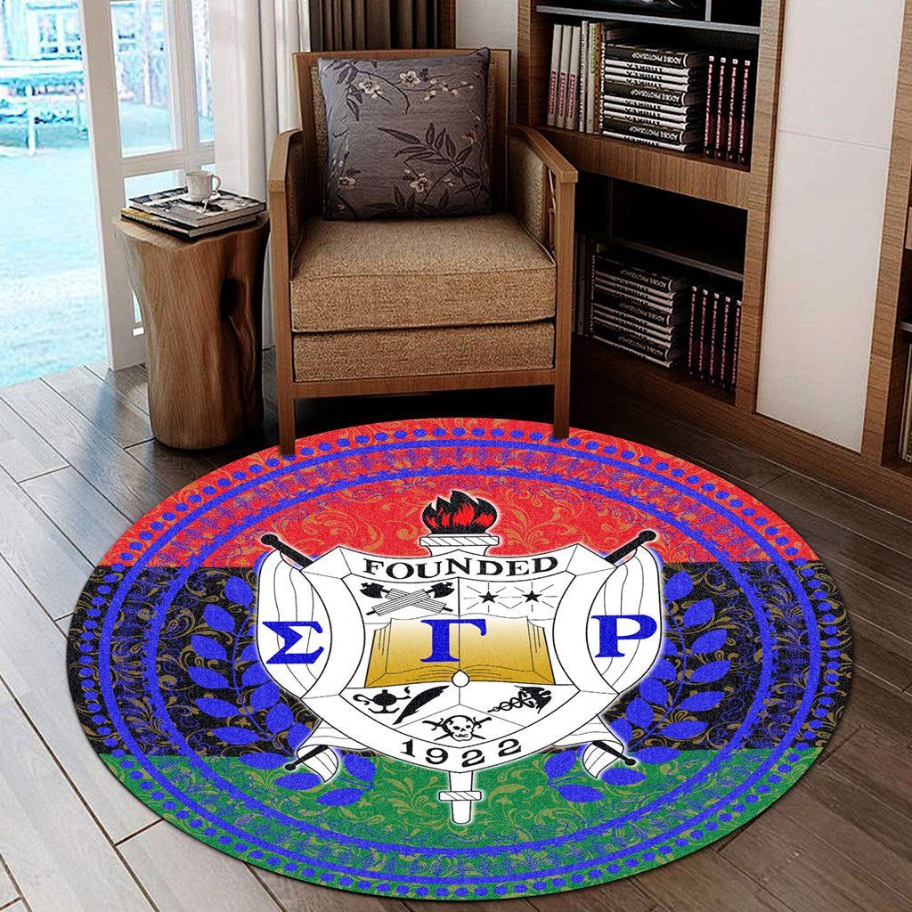 Sorority Carpet - Pan Africa Sigma Gamma Rho Sorority Round Carpet