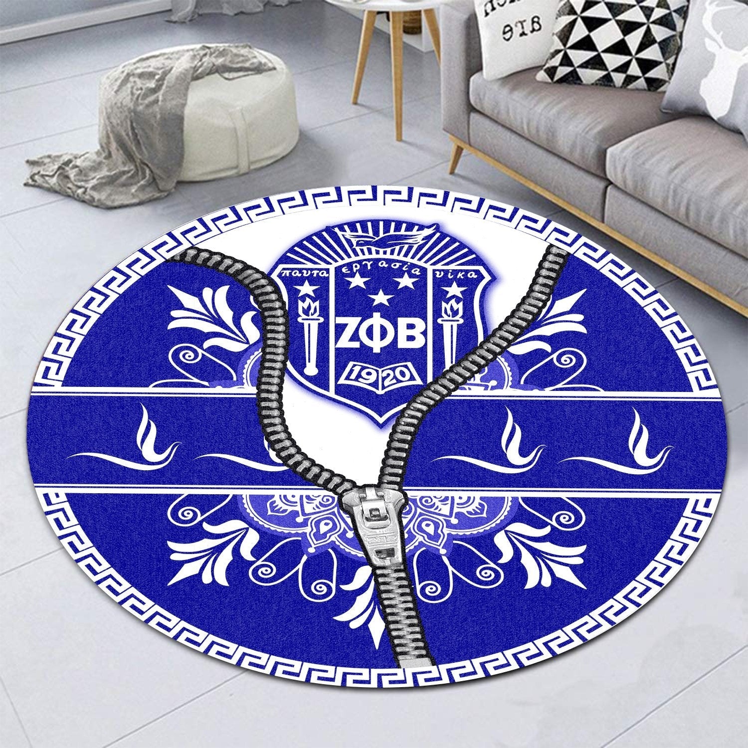 Sorority Carpet - New Way Zeta Phi Beta Dove Round Carpet
