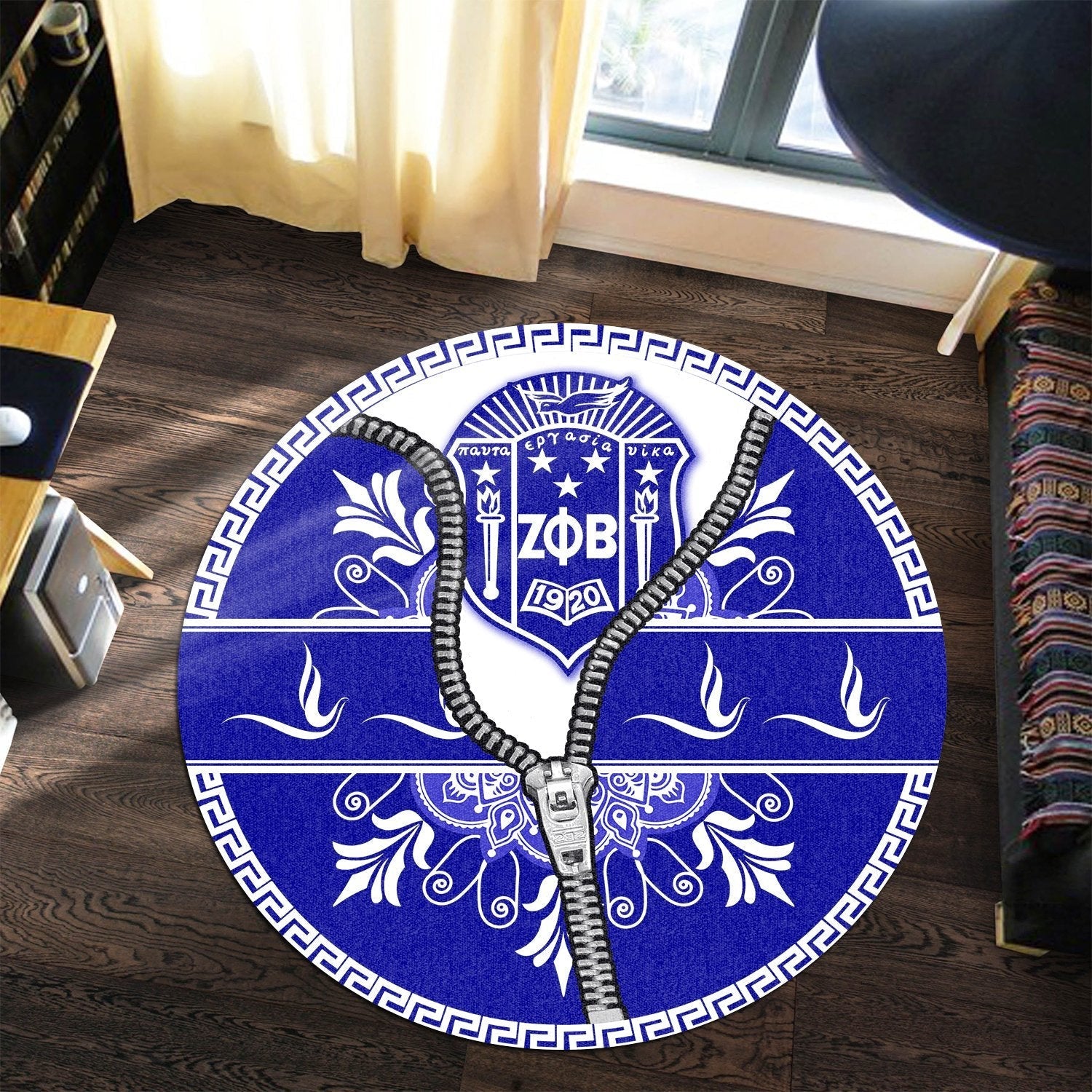 Sorority Carpet - New Way Zeta Phi Beta Dove Round Carpet