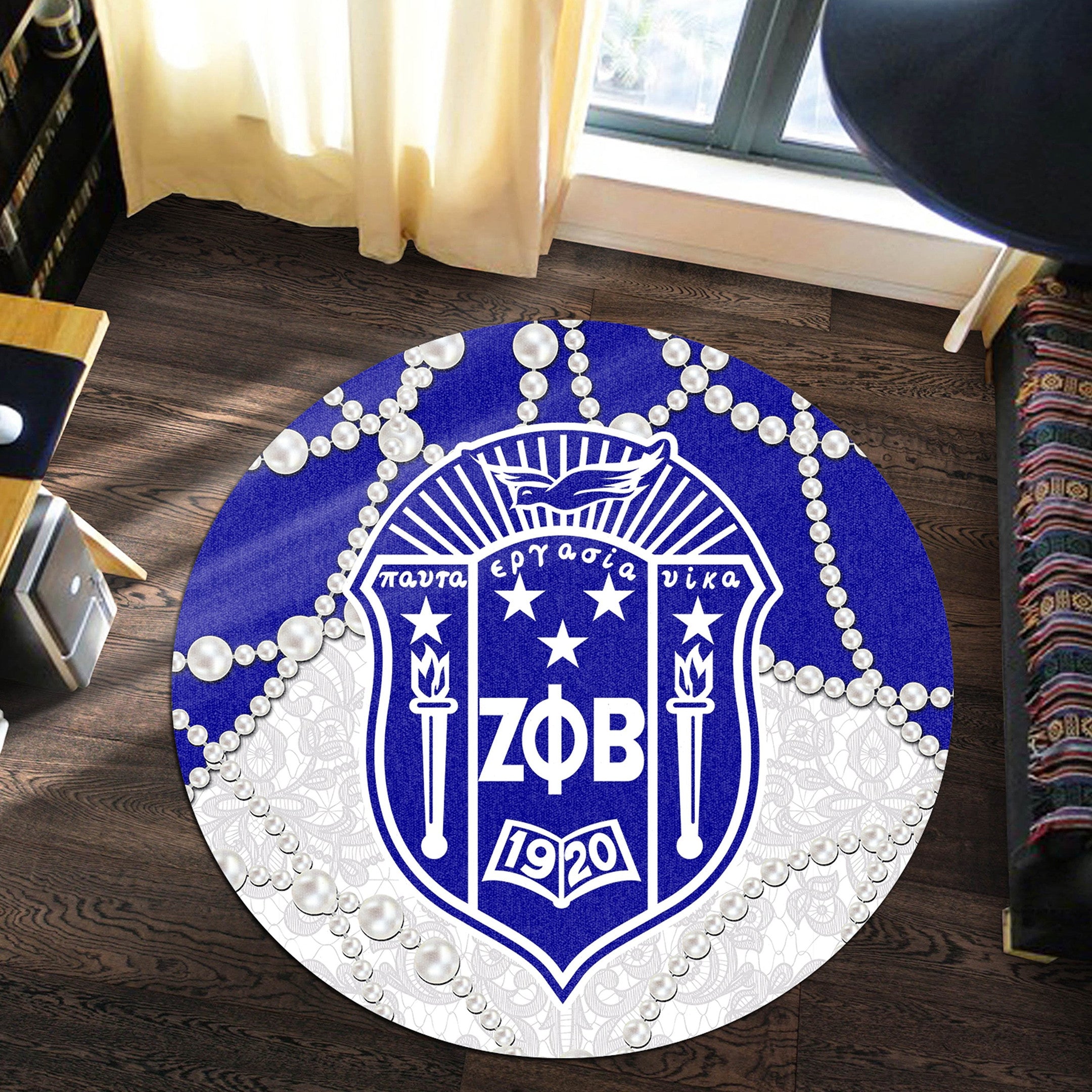 Sorority Carpet - Zeta Phi Beta Home Round Carpet Roy Style