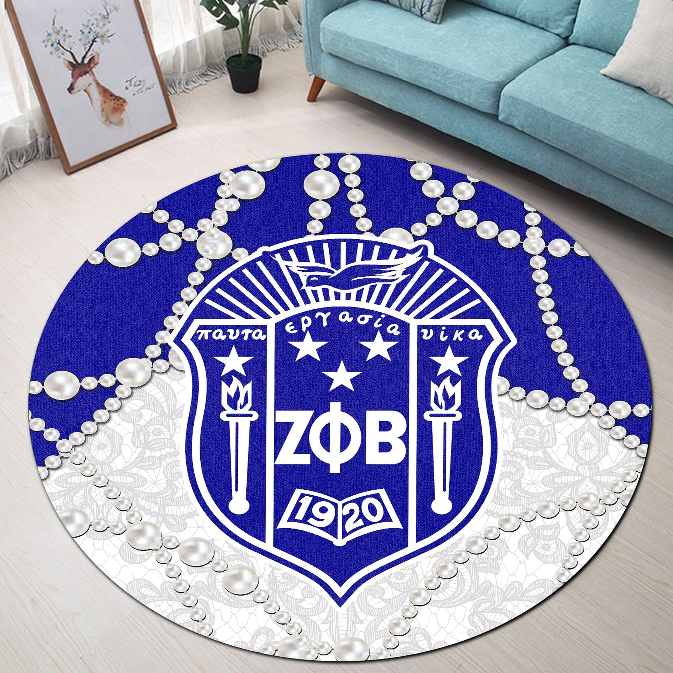 Sorority Carpet - Zeta Phi Beta Home Round Carpet Roy Style