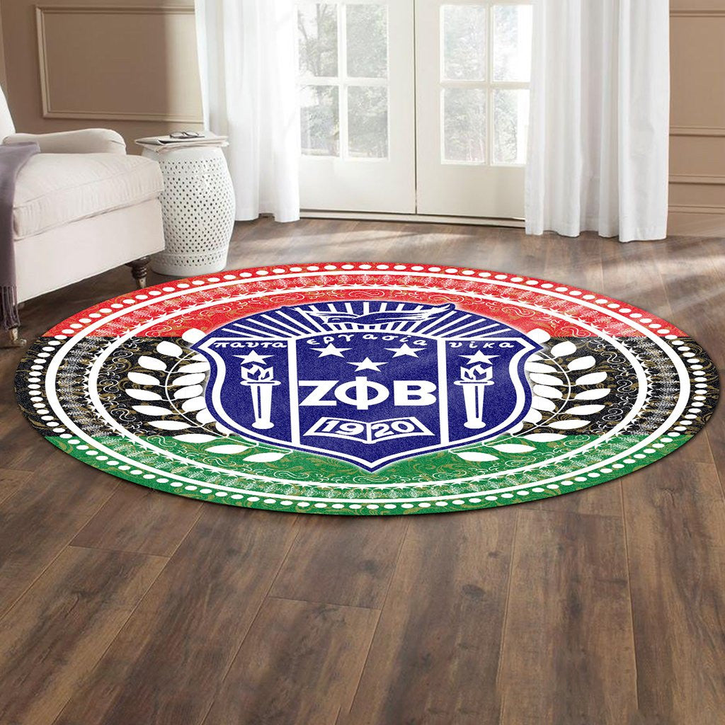 Sorority Carpet - Pan Africa Zeta Phi Beta Sorority Round Carpet