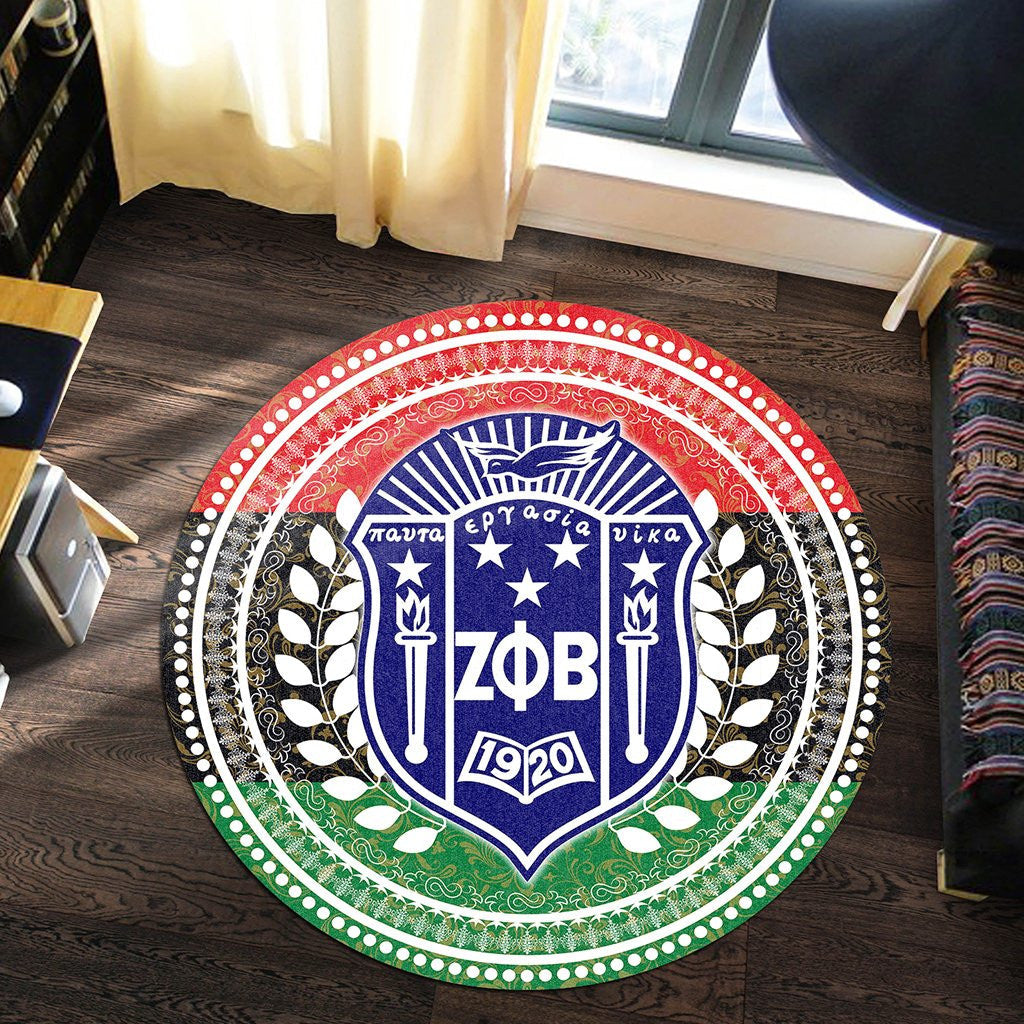 Sorority Carpet - Pan Africa Zeta Phi Beta Sorority Round Carpet