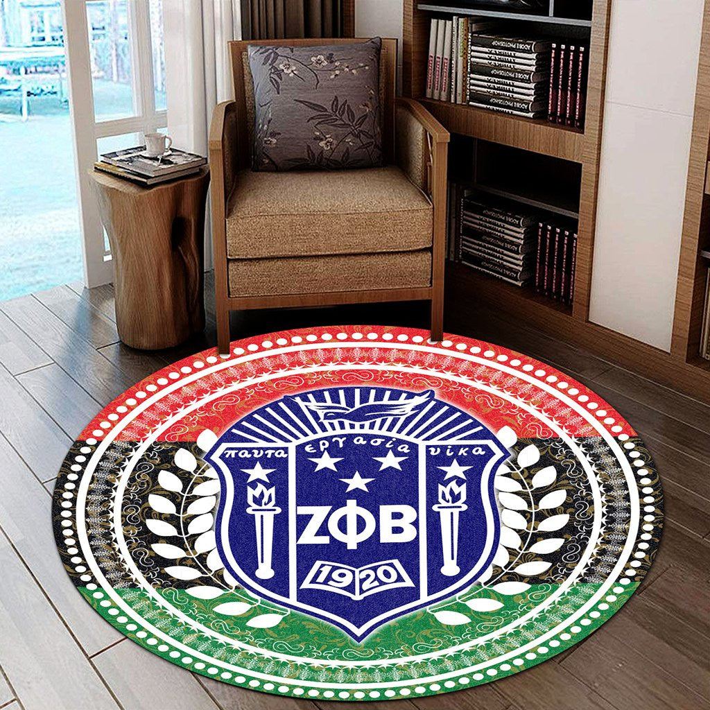 Sorority Carpet - Pan Africa Zeta Phi Beta Sorority Round Carpet