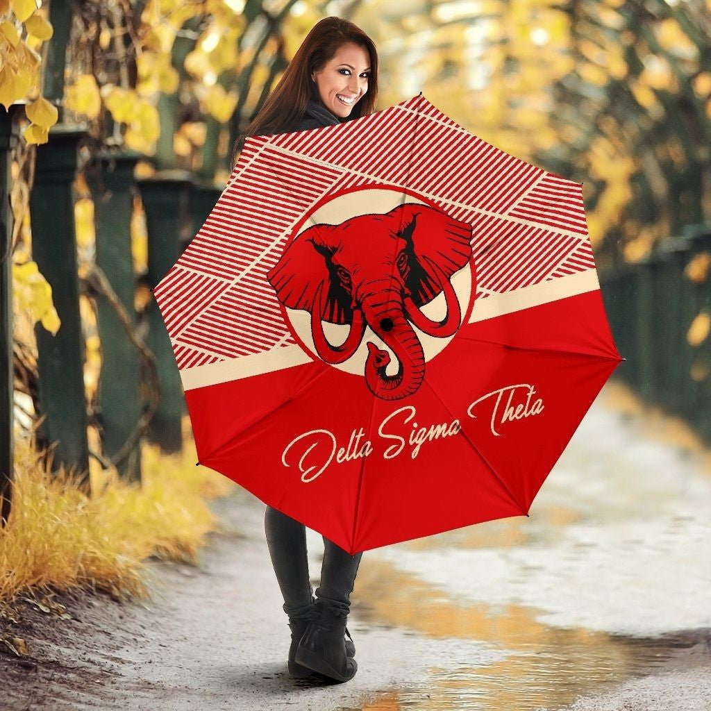 Sorority Umbrellas - Delta Sigma Theta Elephant Red Circle Umbrella