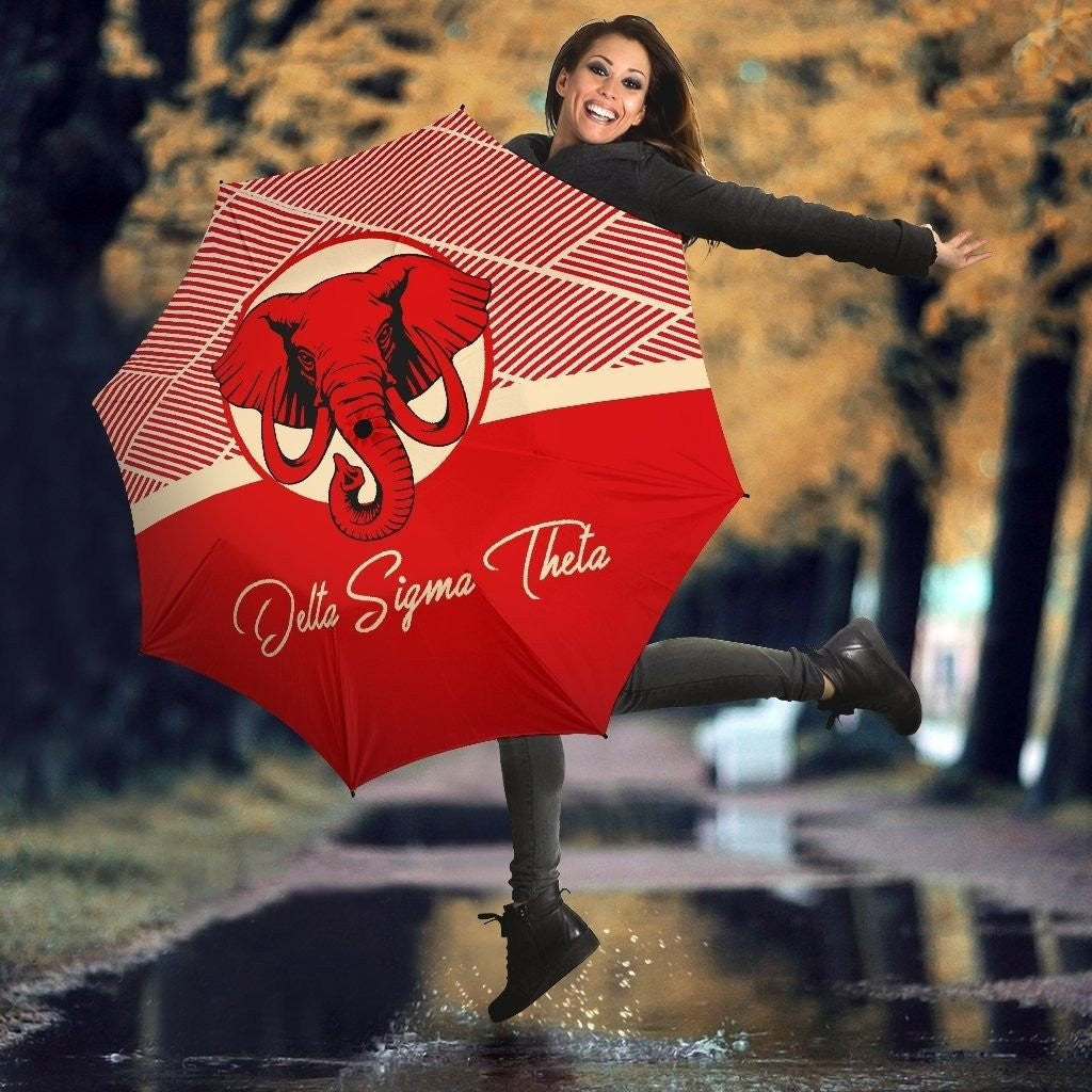 Sorority Umbrellas - Delta Sigma Theta Elephant Red Circle Umbrella