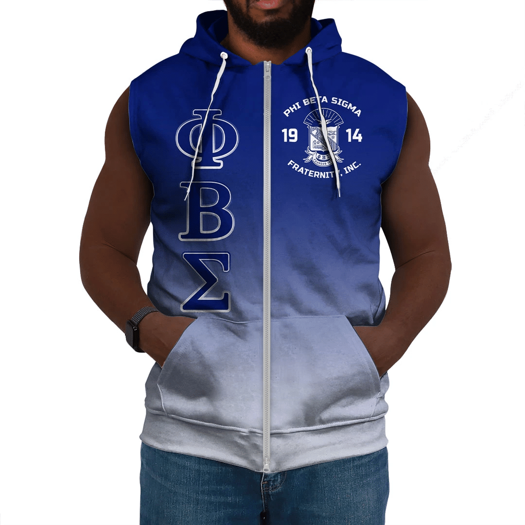 Fraternity Hoodie - Phi Beta Sigma Gradient Sleeveless Hoodie