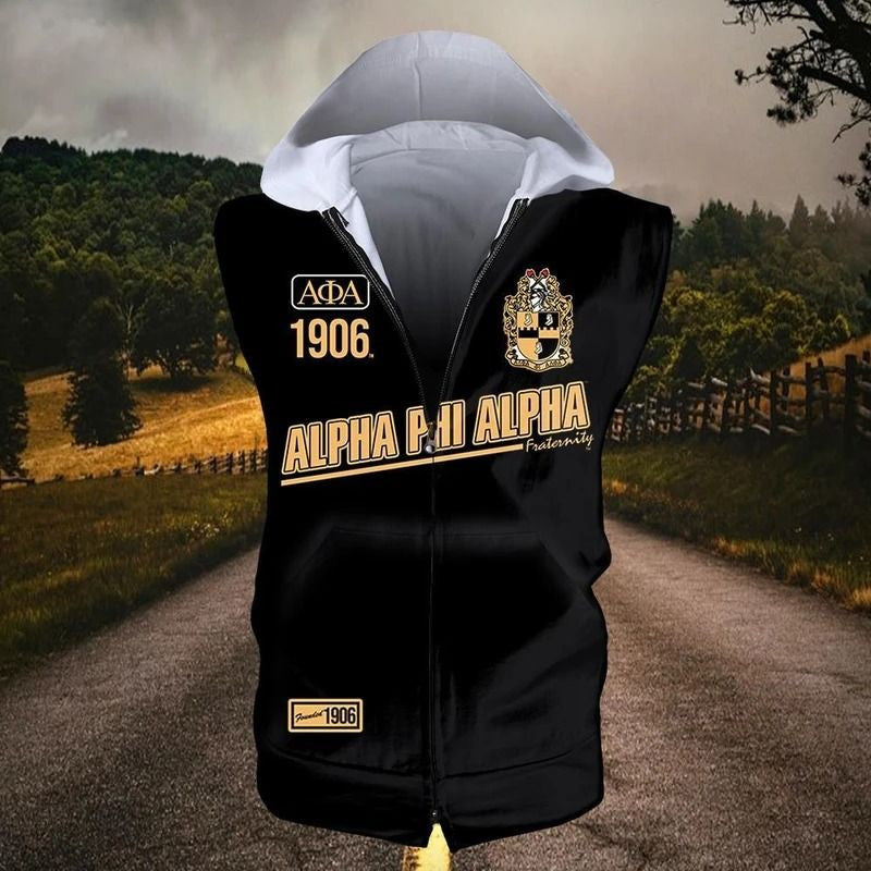 Fraternity Hoodie - 1906 Ice Cold Alpha Phi Alpha Giza Zipper Sleeveless Hoodie