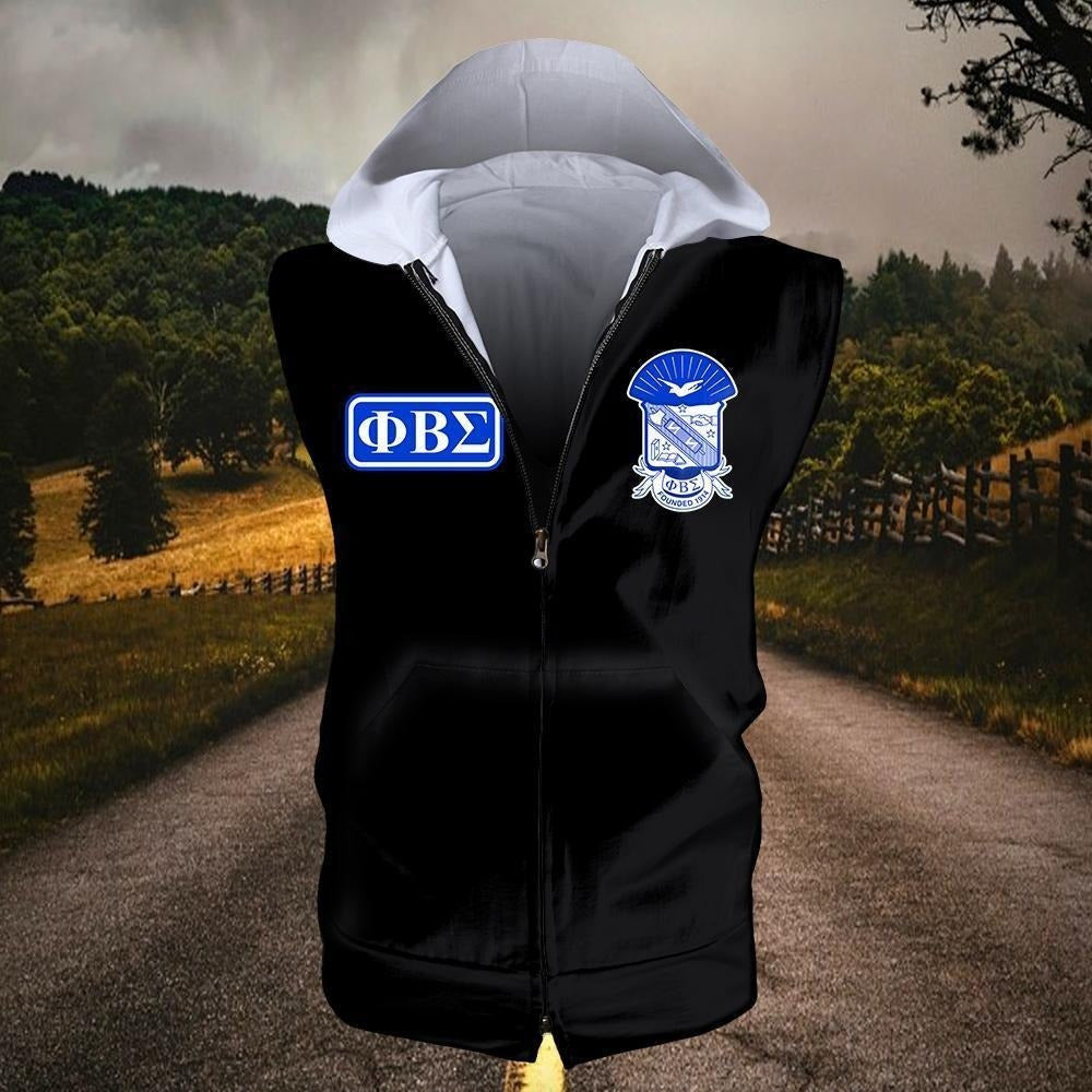Fraternity Hoodie - PBS Phi Beta Sigma Fraternity Inc Zipper Sleeveless Hoodie