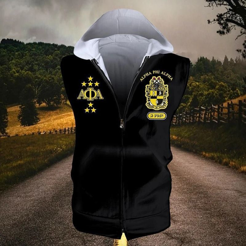 Fraternity Hoodie - Alpha Phi Alpha DevelOPs Leader Zipper Sleeveless Hoodie