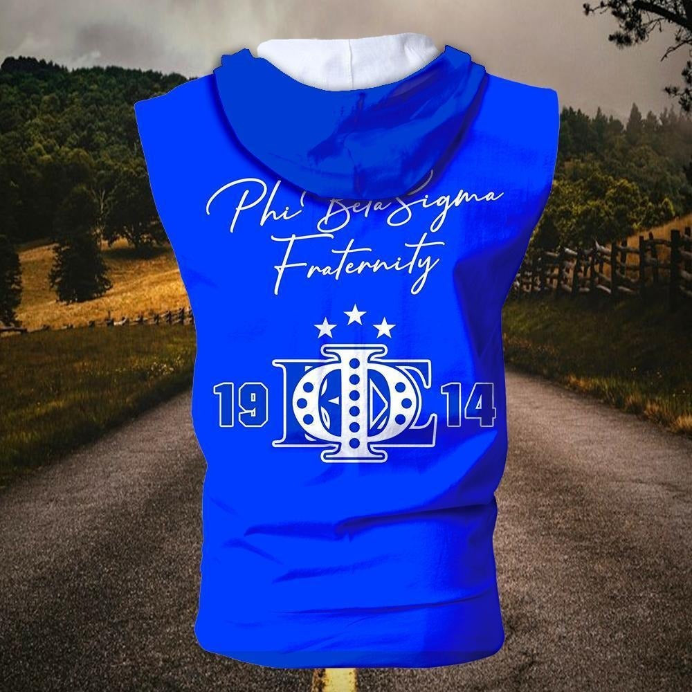Fraternity Hoodie - Phi Beta Sigma Frat Inc 1914 Zipper Sleeveless Hoodie