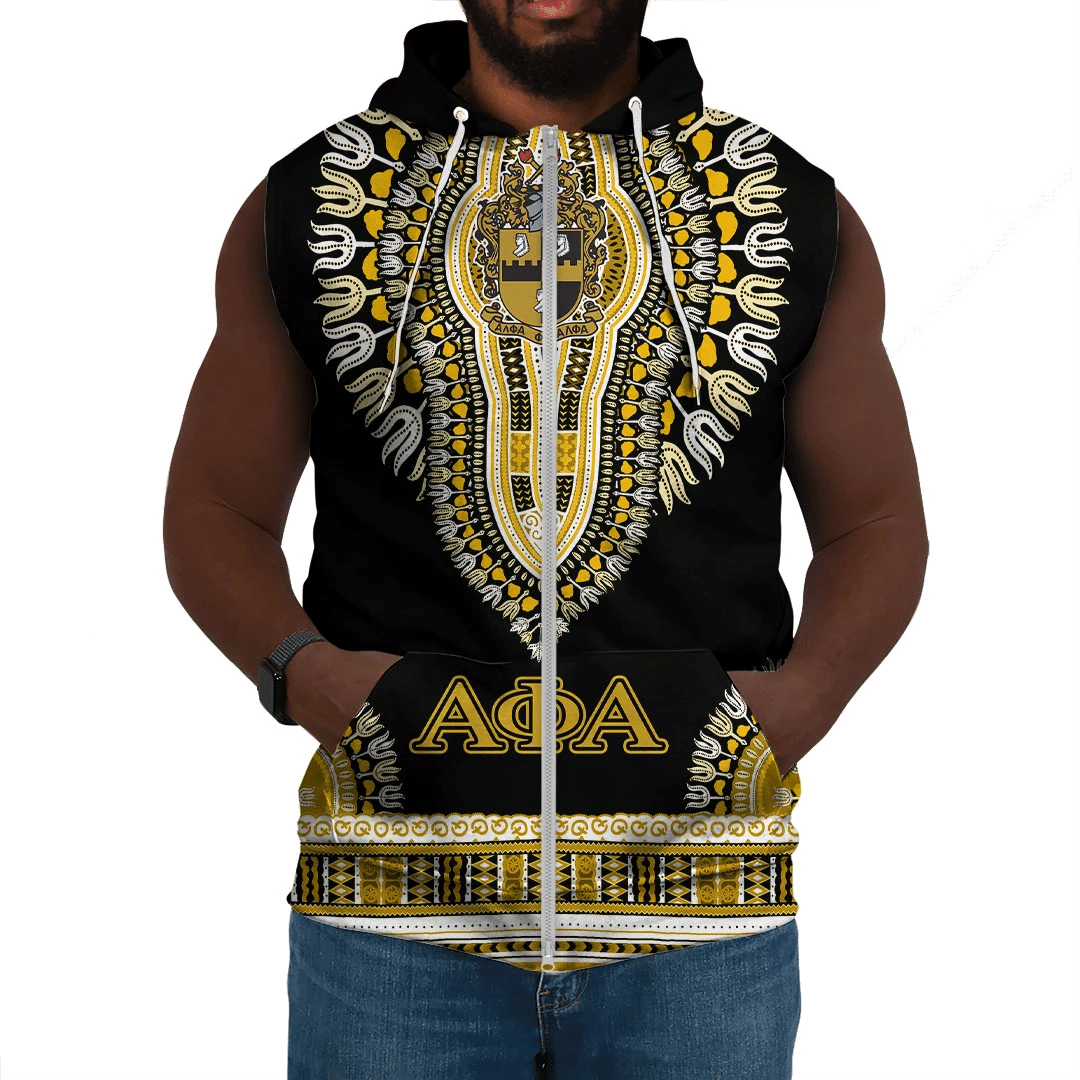 Fraternity Hoodie - Alpha Phi Alpha Dashiki Sleeveless Hoodie