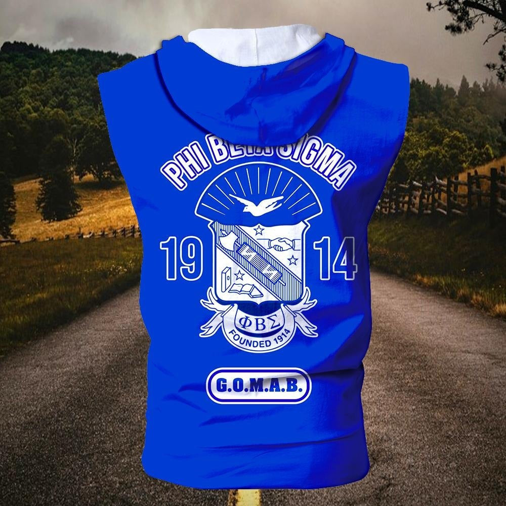 Fraternity Hoodie - Gomab Phi Beta Sigma Frat Inc Zipper Sleeveless Hoodie