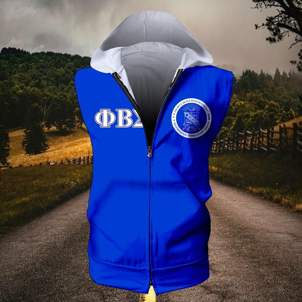 Fraternity Hoodie - Gomab Phi Beta Sigma Frat Inc Zipper Sleeveless Hoodie