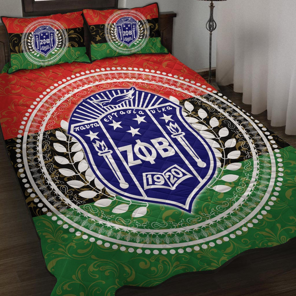 Pan Africa Zeta Phi Beta Quilt Bed Set Sorority