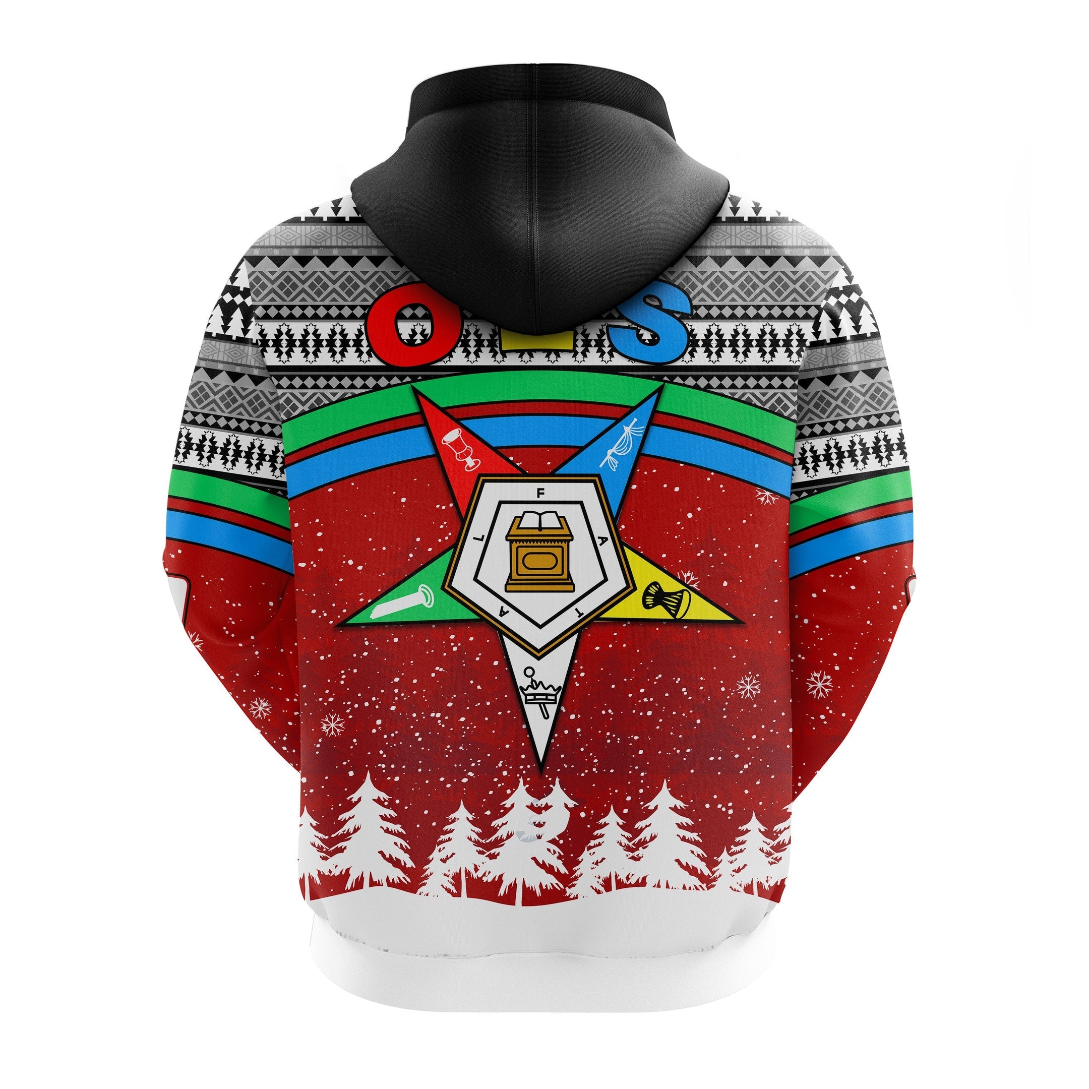 Sorority Hoodie - Order Of The Eastern Star Zip Hoodie OES Christmas Pattern