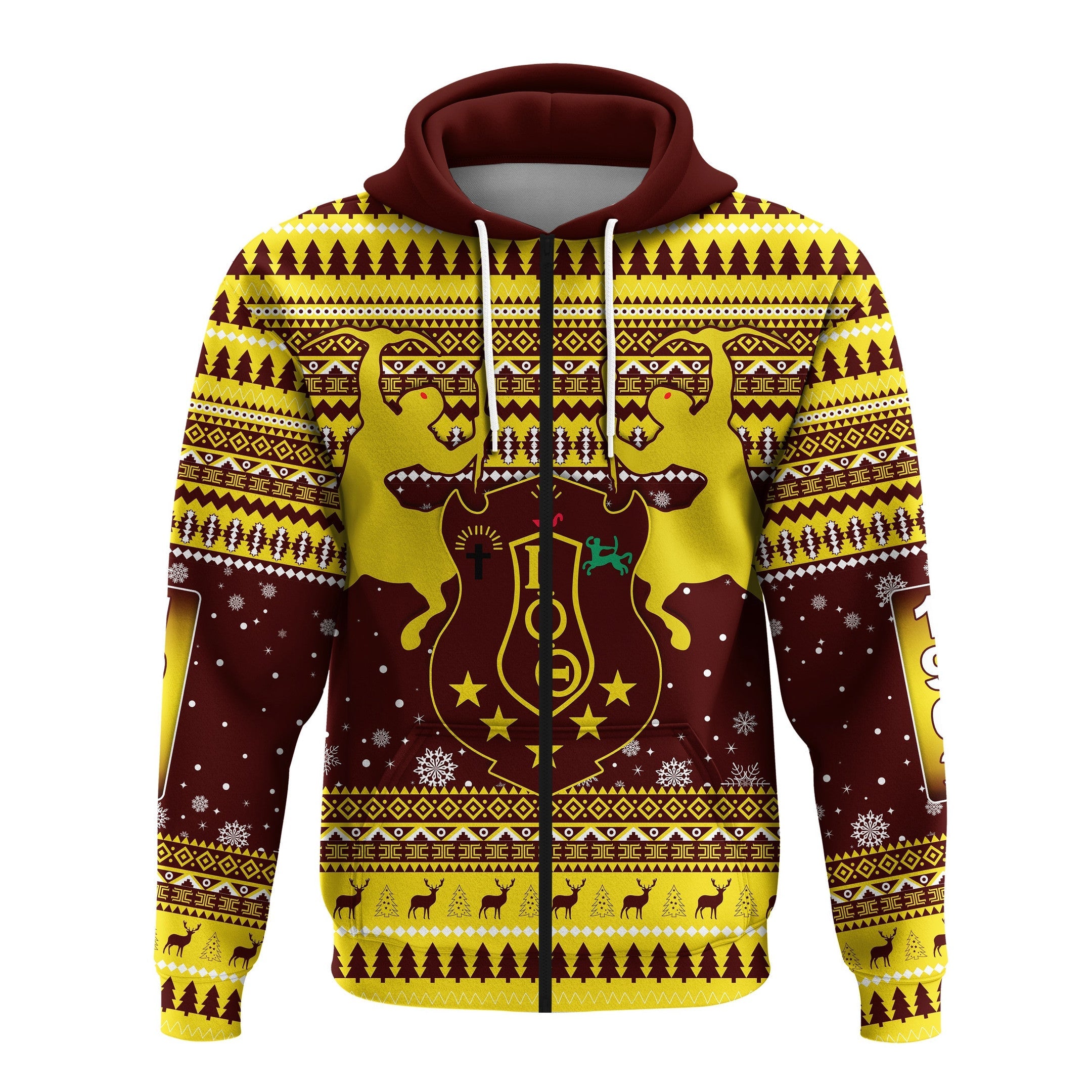 Fraternity Hoodie - Personalized Iota Phi Theta Christmas Zip Hoodie African Pattern