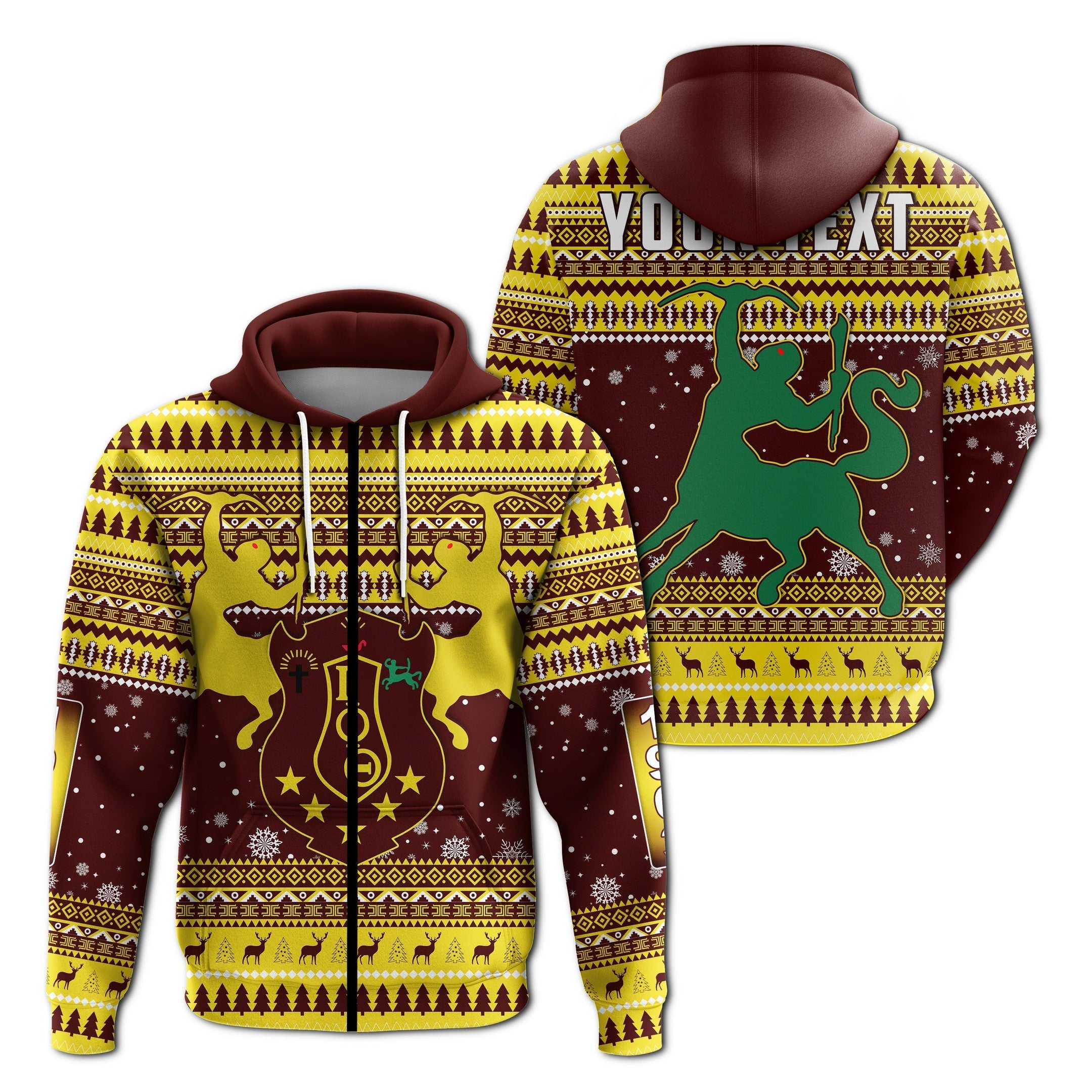 Fraternity Hoodie - Personalized Iota Phi Theta Christmas Zip Hoodie African Pattern