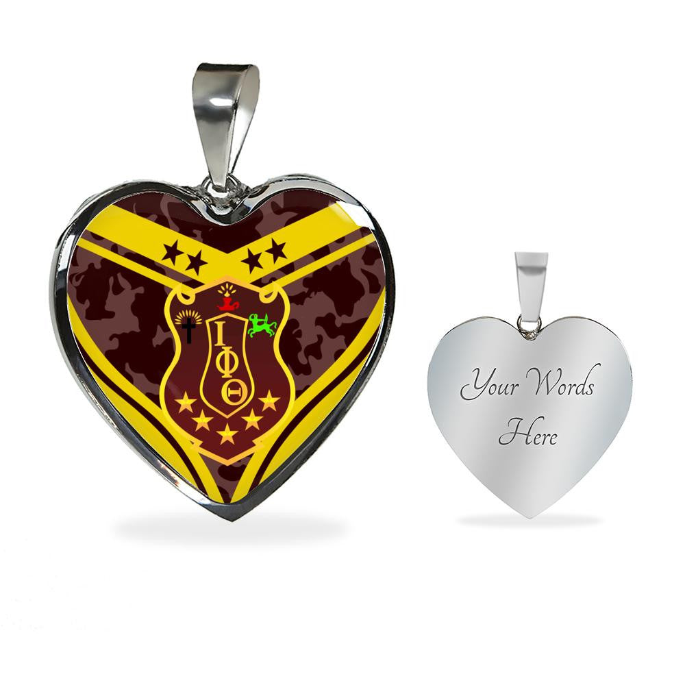 Fraternity Necklace - Iota Phi Theta Camouflage Luxury Necklace Heart