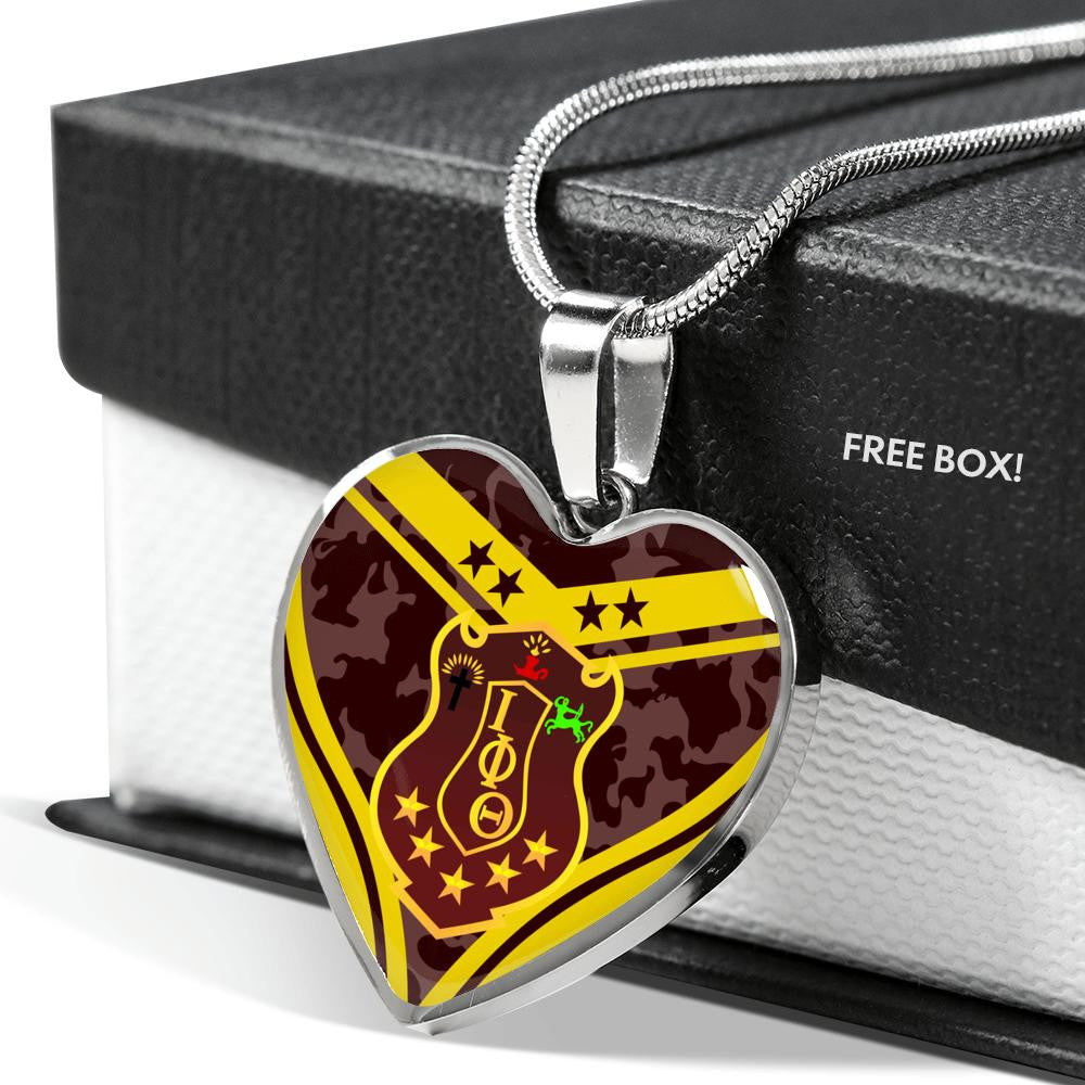 Fraternity Necklace - Iota Phi Theta Camouflage Luxury Necklace Heart