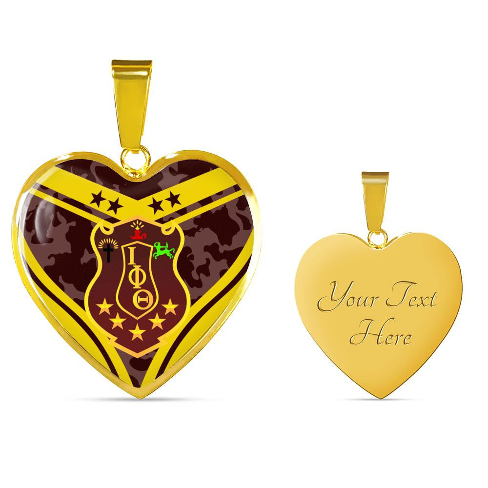 Fraternity Necklace - Iota Phi Theta Camouflage Luxury Necklace Heart