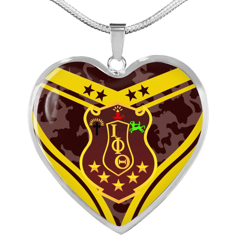 Fraternity Necklace - Iota Phi Theta Camouflage Luxury Necklace Heart