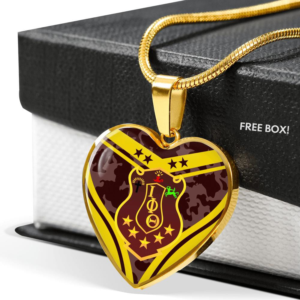 Fraternity Necklace - Iota Phi Theta Camouflage Luxury Necklace Heart