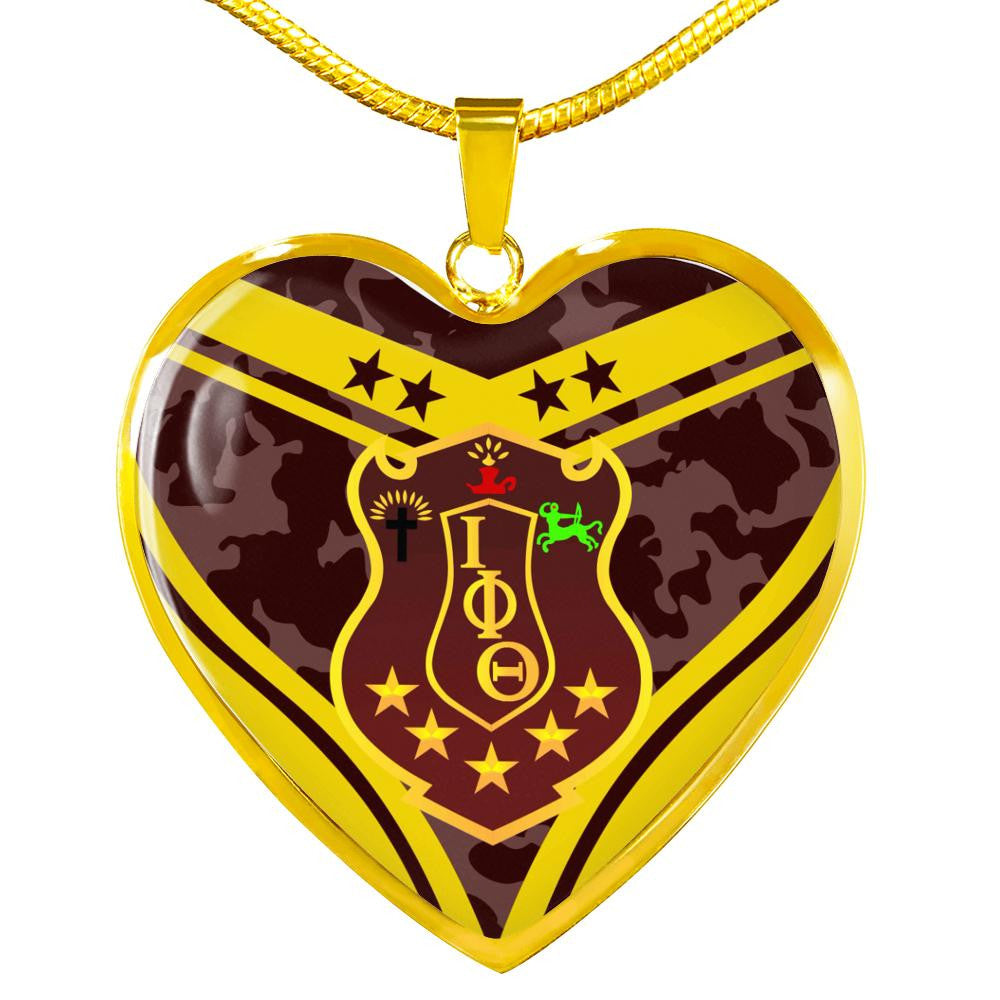 Fraternity Necklace - Iota Phi Theta Camouflage Luxury Necklace Heart