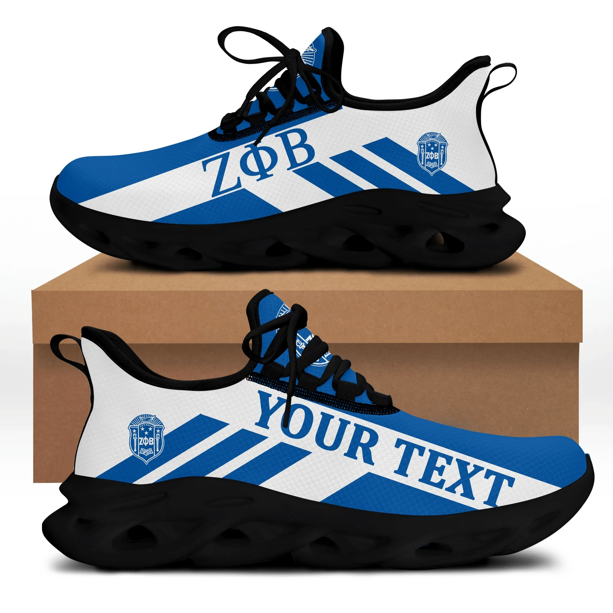 Sorority Footwear - Personalized Zeta Phi Beta Stripe Style Clunky Sneakers