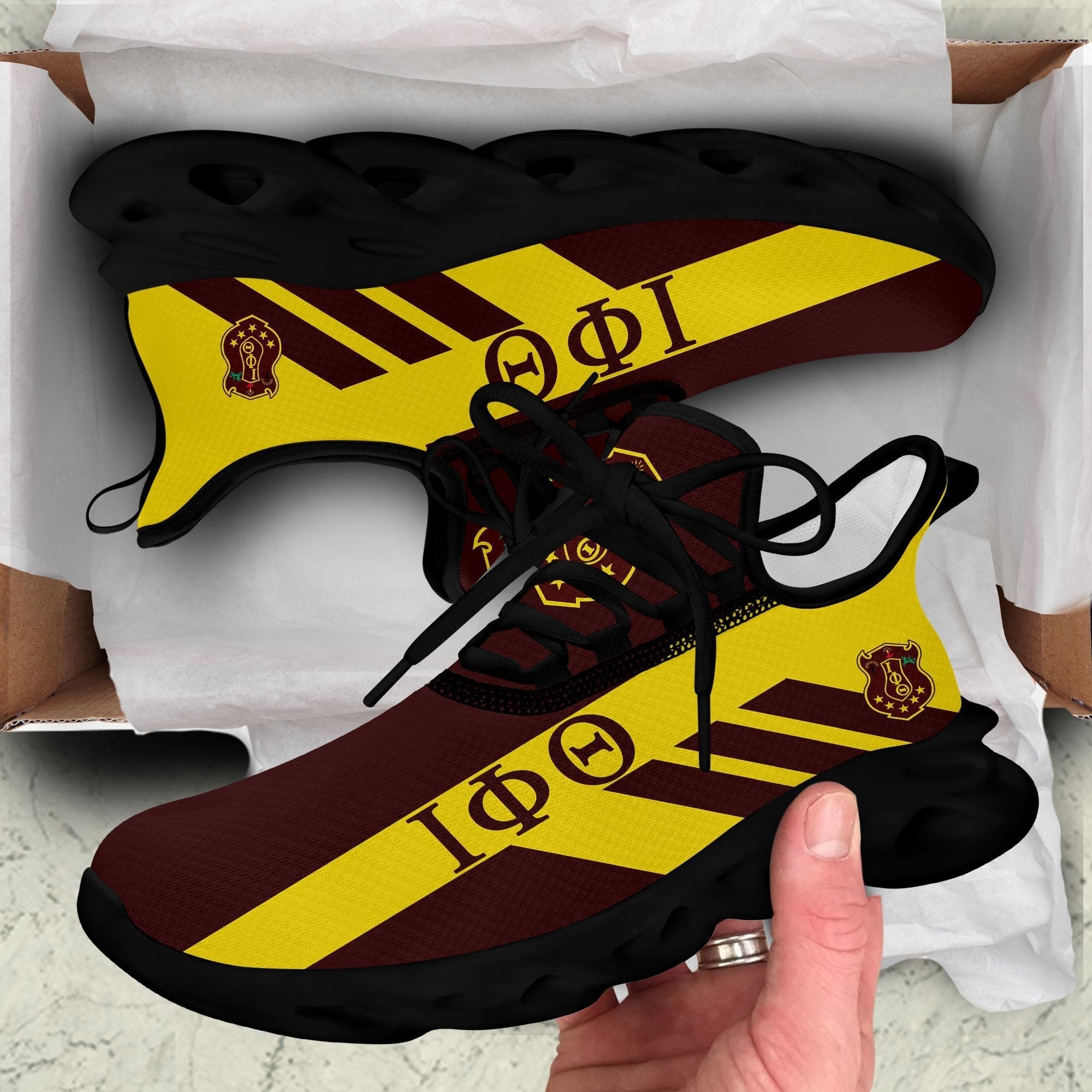 Fraternity Footwear - Personalized Iota Phi Theta Stripe Style Clunky Sneakers