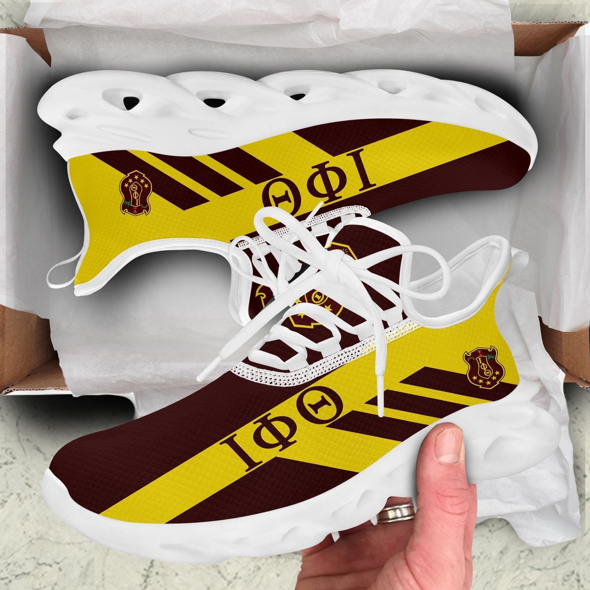 Fraternity Footwear - Personalized Iota Phi Theta Stripe Style Clunky Sneakers