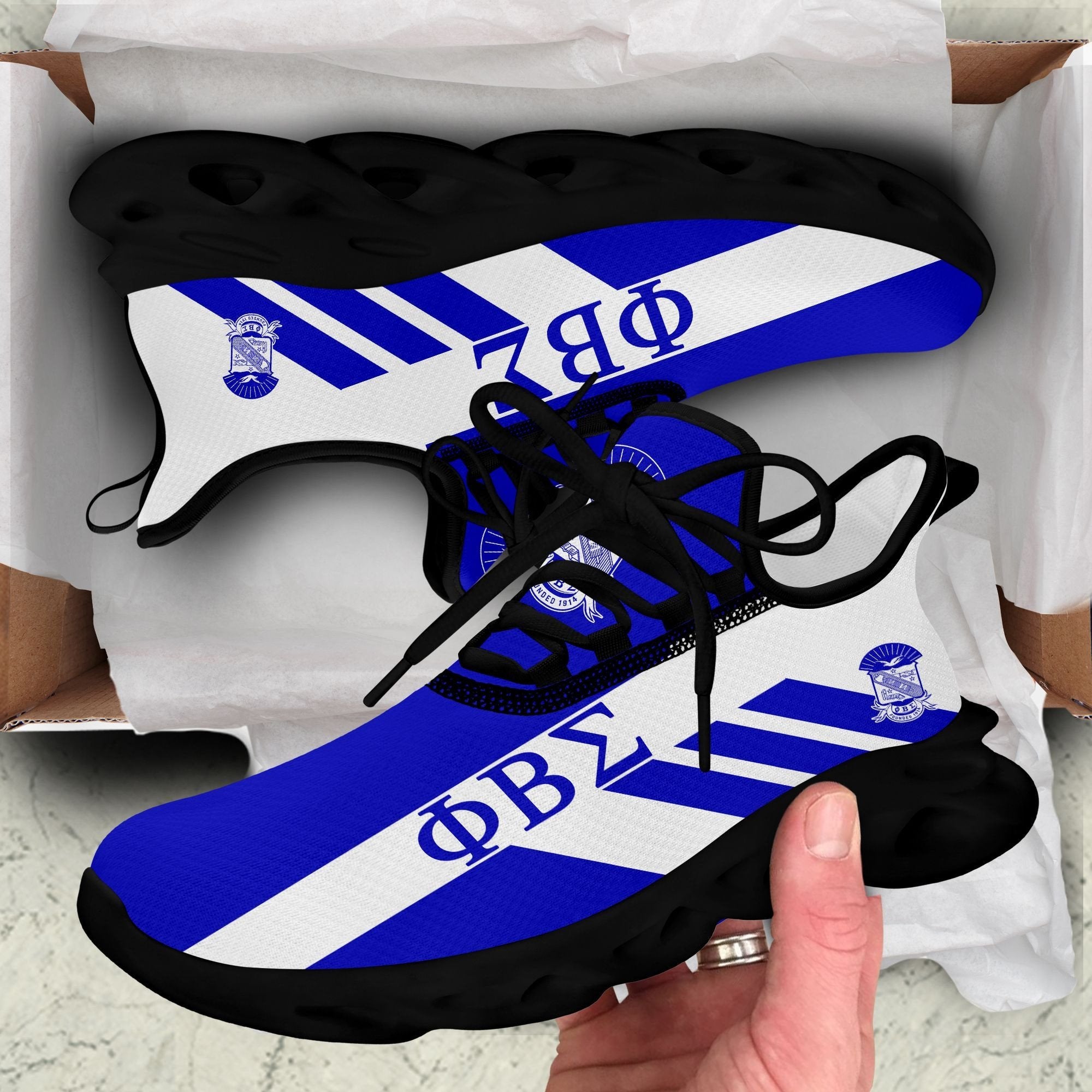 Fraternity Footwear - Personalized Phi Beta Sigma Stripe Style Clunky Sneakers