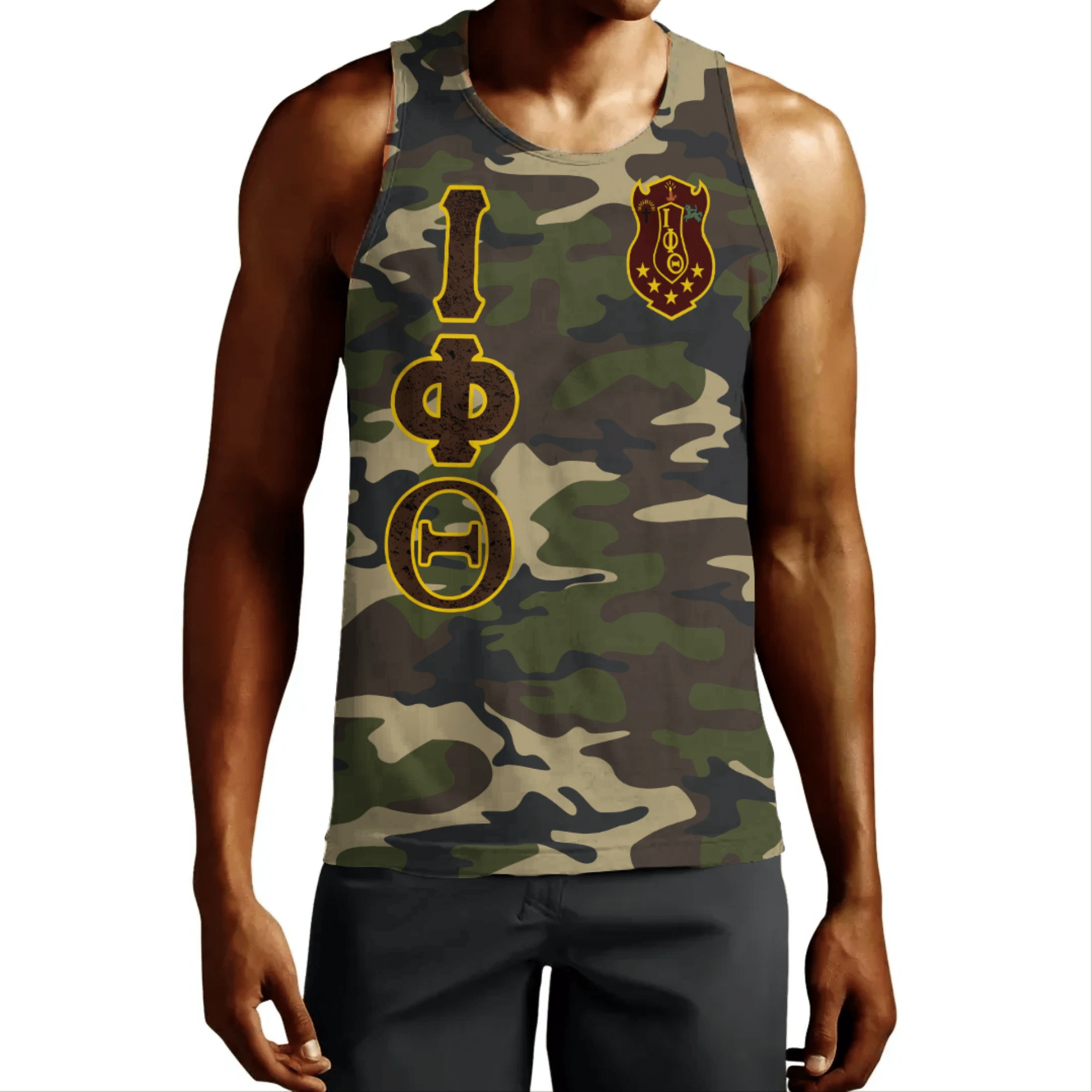 Fraternity Tank Top - Personalized Iota Phi Theta Camouflage Tank Top