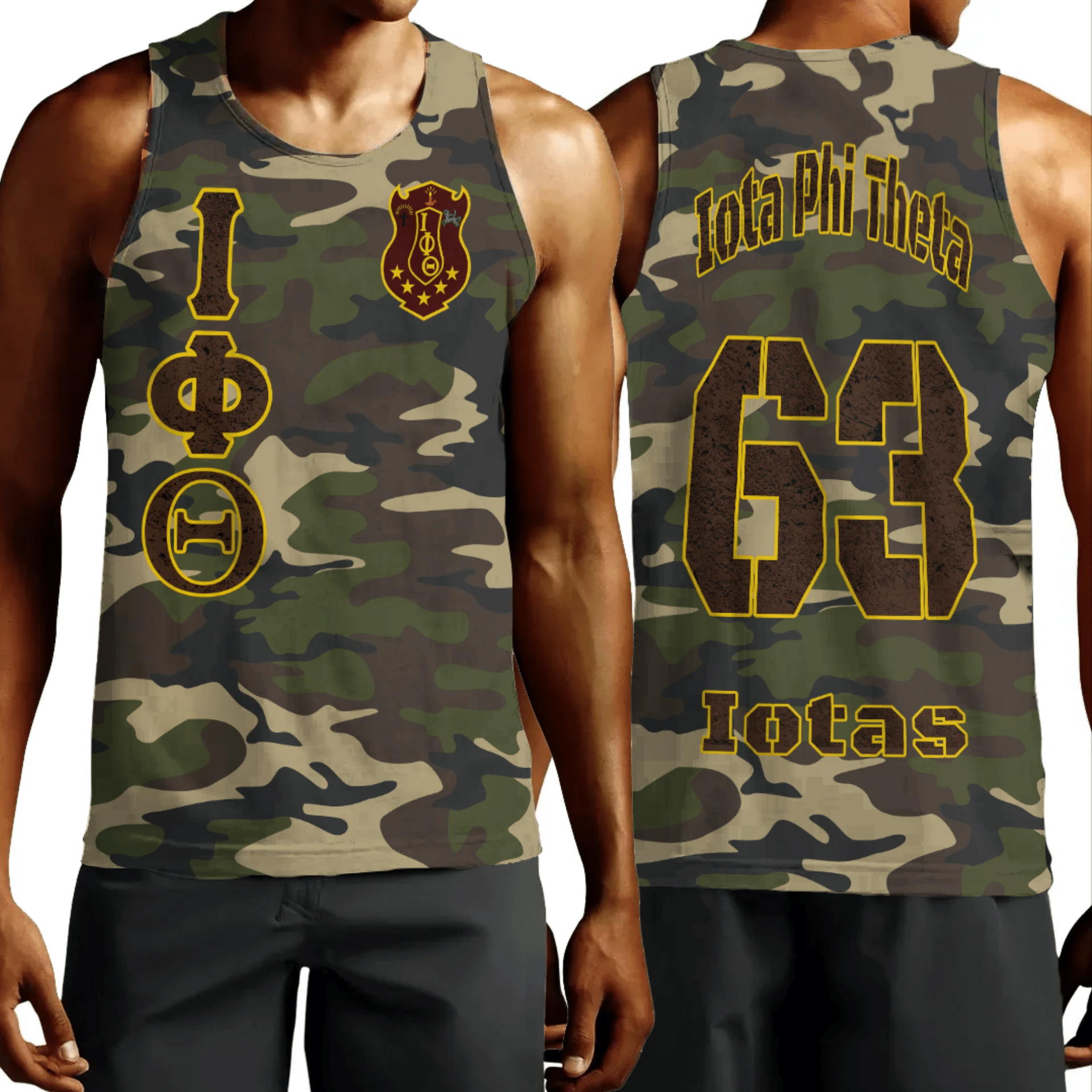 Fraternity Tank Top - Personalized Iota Phi Theta Camouflage Tank Top