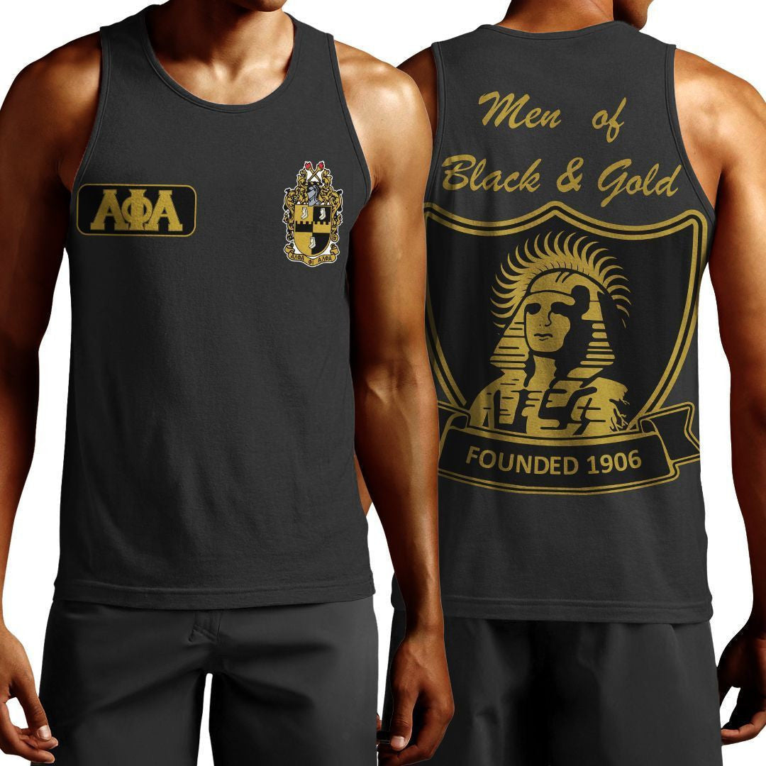 Fraternity Tank Top - Black And Gold Alpha Phi Alpha Tank Top